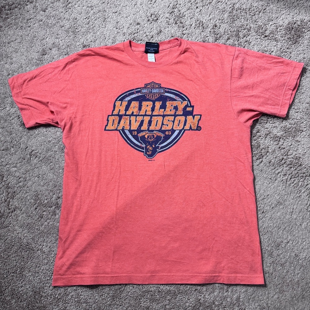 Harley Davidson Shirt Mens XL Orange Short Sleeve Pennsylvania Motorcycles Logo